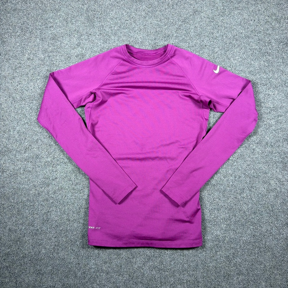 Nike Pro Combat Fitted Shirt Long Sleeve Women Small Purple Therma-FIT